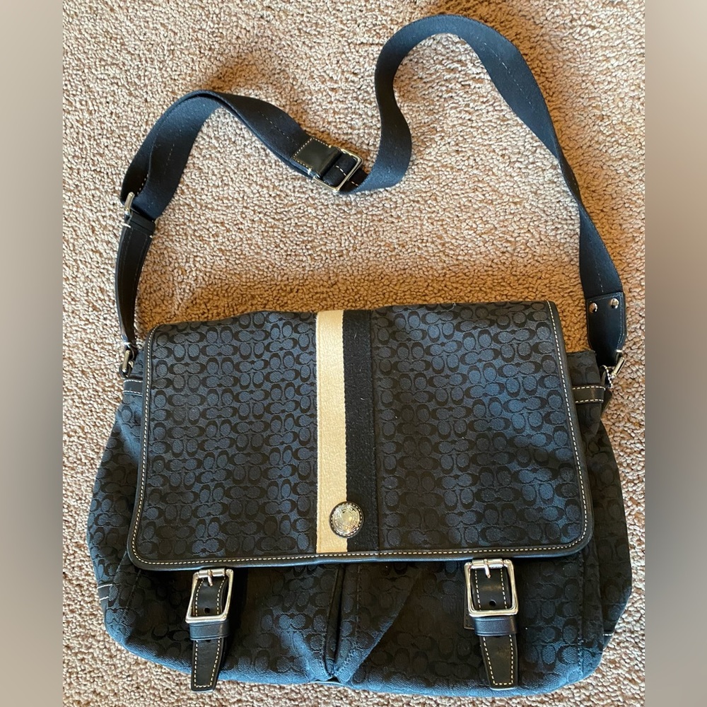 Coach messenger bag- overall fabric with C print.
